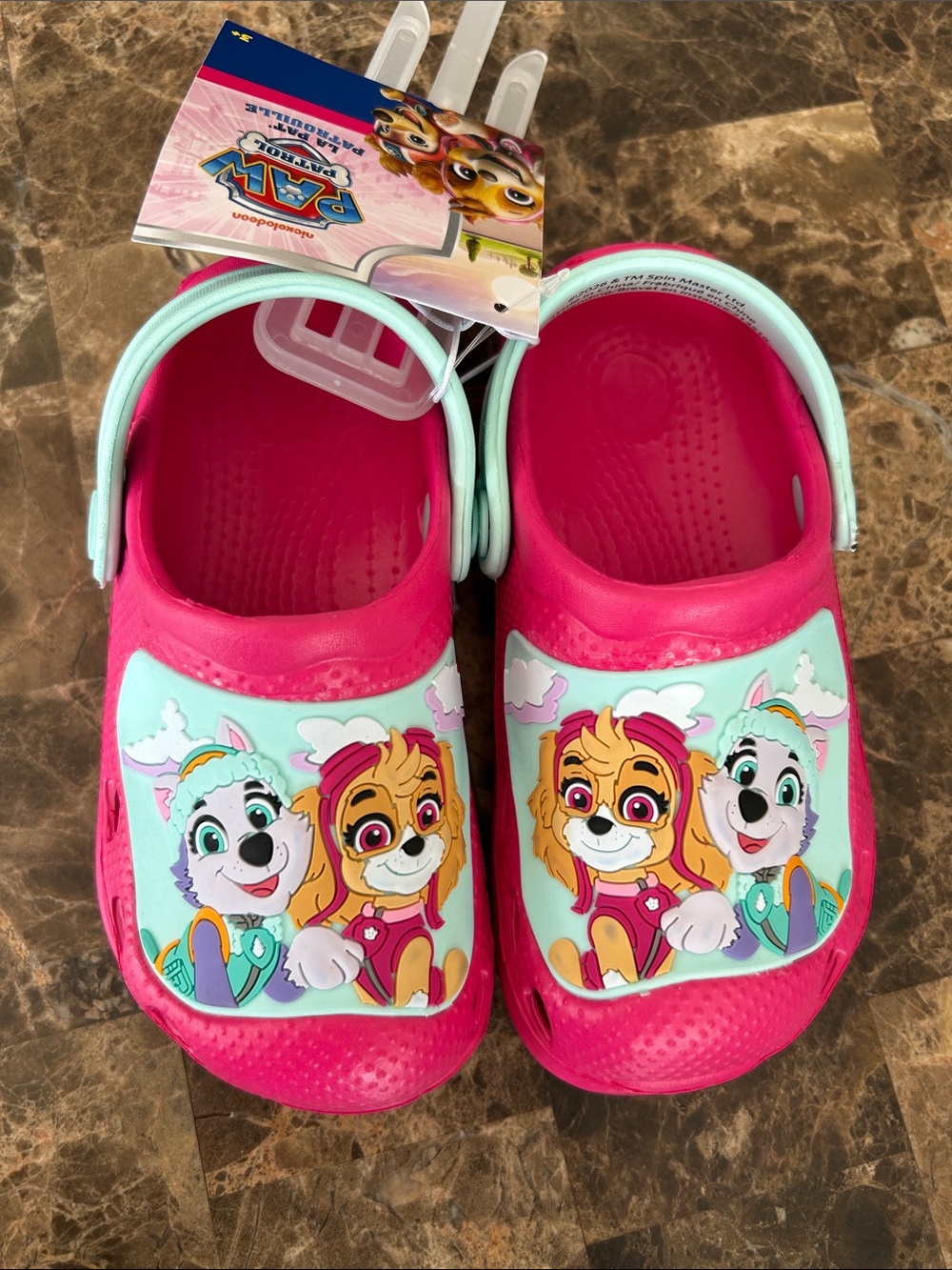 NEW 🆕 Paw Patrol Kids' Pink and Mint Slip-On Clogs with Character Print